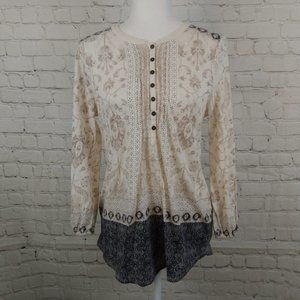 Lucky Brand Women 3/4 Sleeve Boho Top Size S